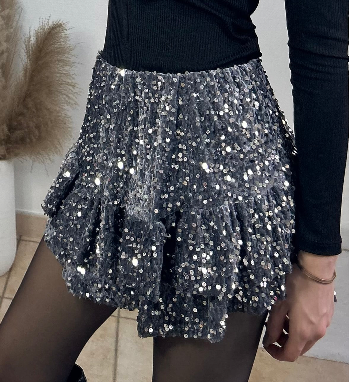 JUPE SHORT STARLETTE GRISE